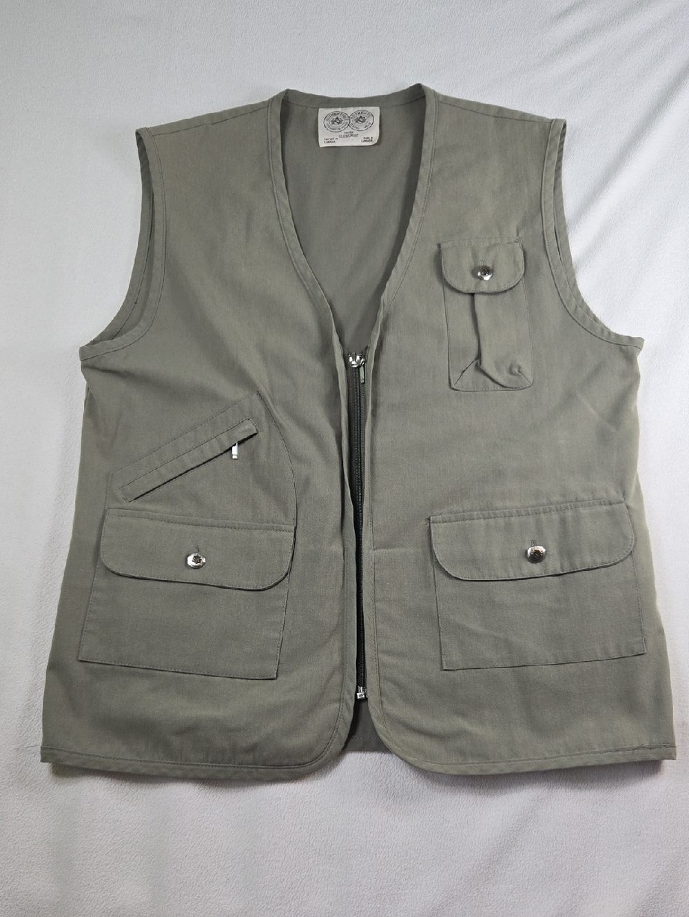 Men's Utility Hiking Travel Zip Front Vest - Olive Green